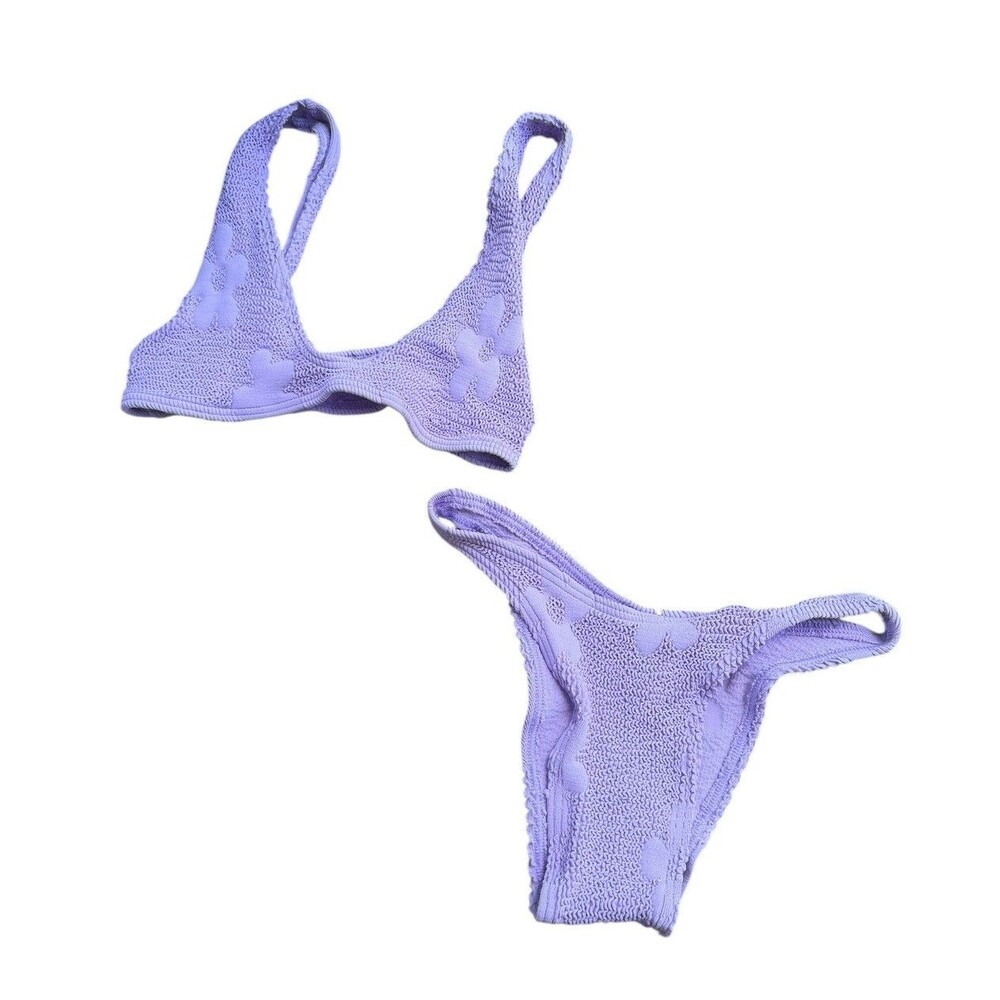 NEW BOND-EYE two-piece bikini SET floral jacquard purple lavender one size